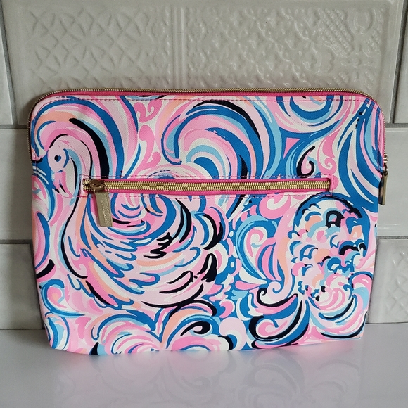 NWOT Lilly Pulitzer Retro Colorful Flamingoals Vacation Boho Beach Cosmetic Bag - Picture 10 of 13